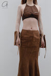 OUDE WAAG Washing Denim Fish Tail Skirt OW-23SS-SK04 reddish brown